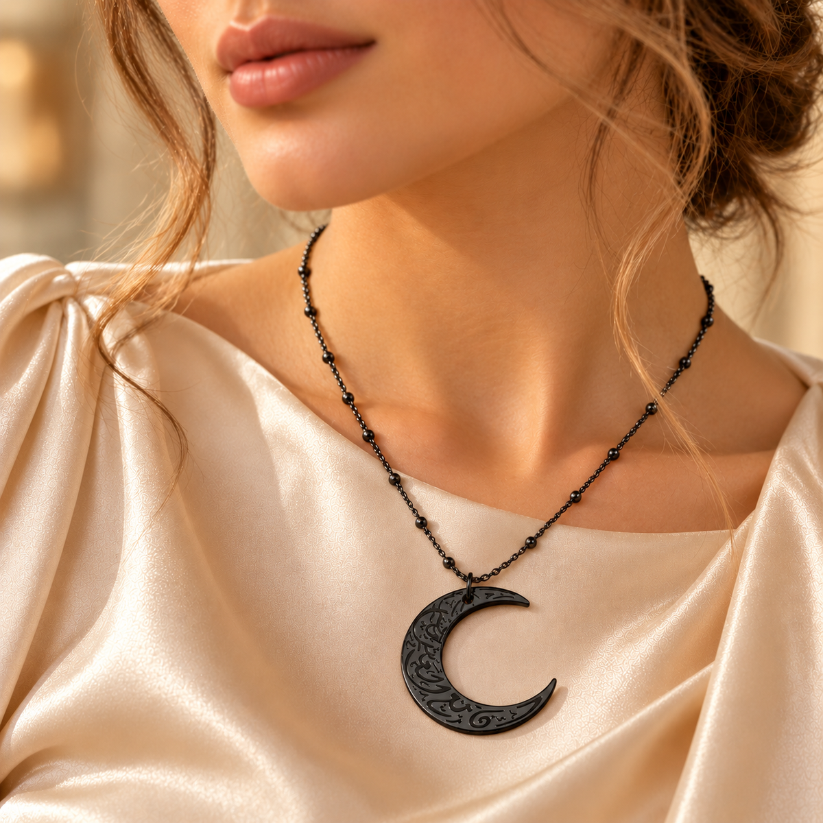 Verily With Every Hardship Comes Ease Moon Necklace