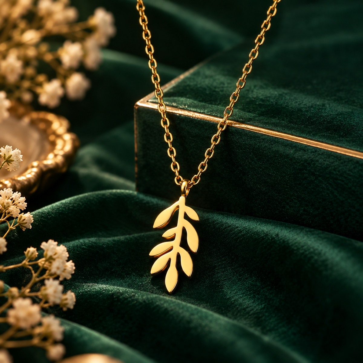 Olive Leaf Vine Necklace