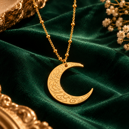 Verily With Every Hardship Comes Ease Moon Necklace