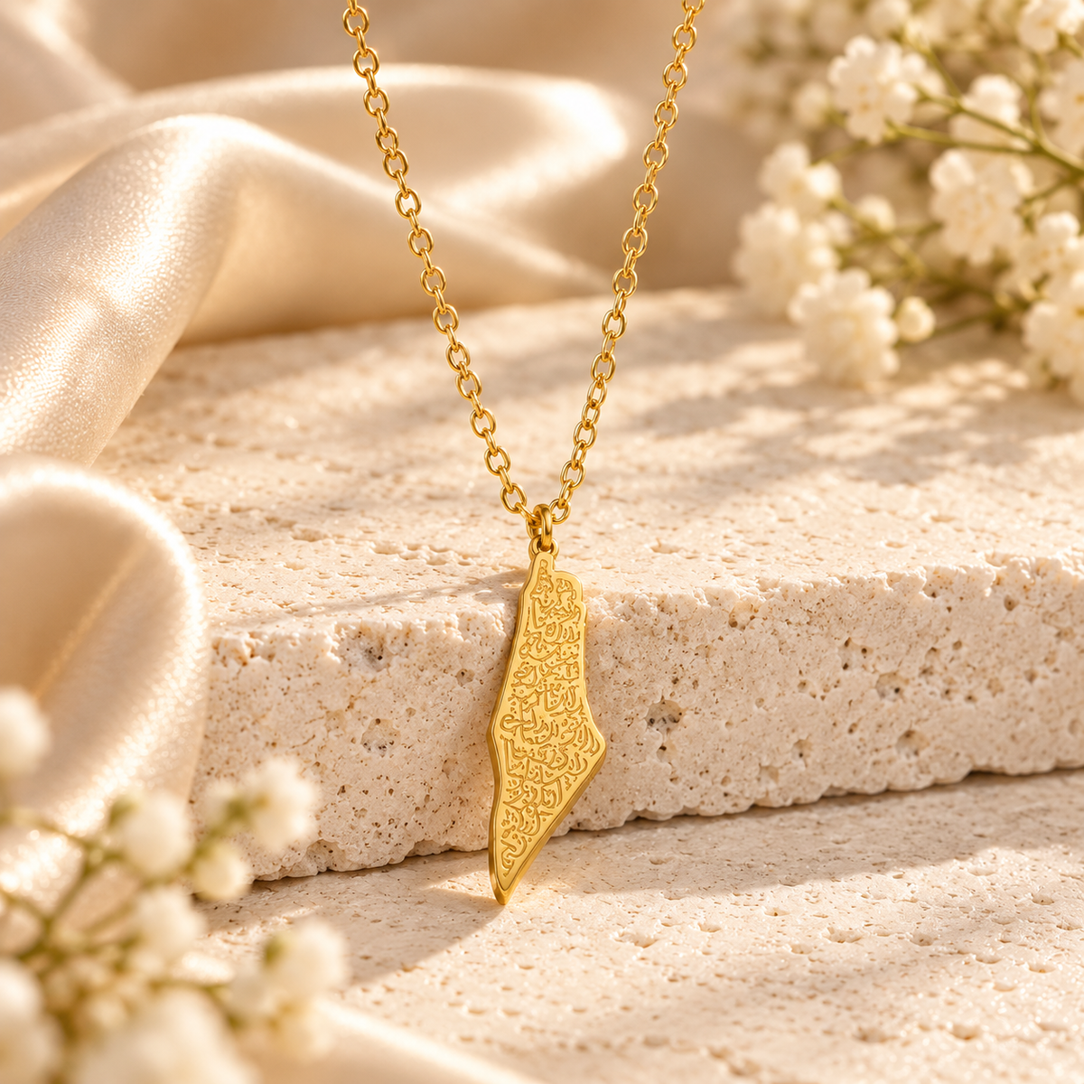 Palestine Map Necklace