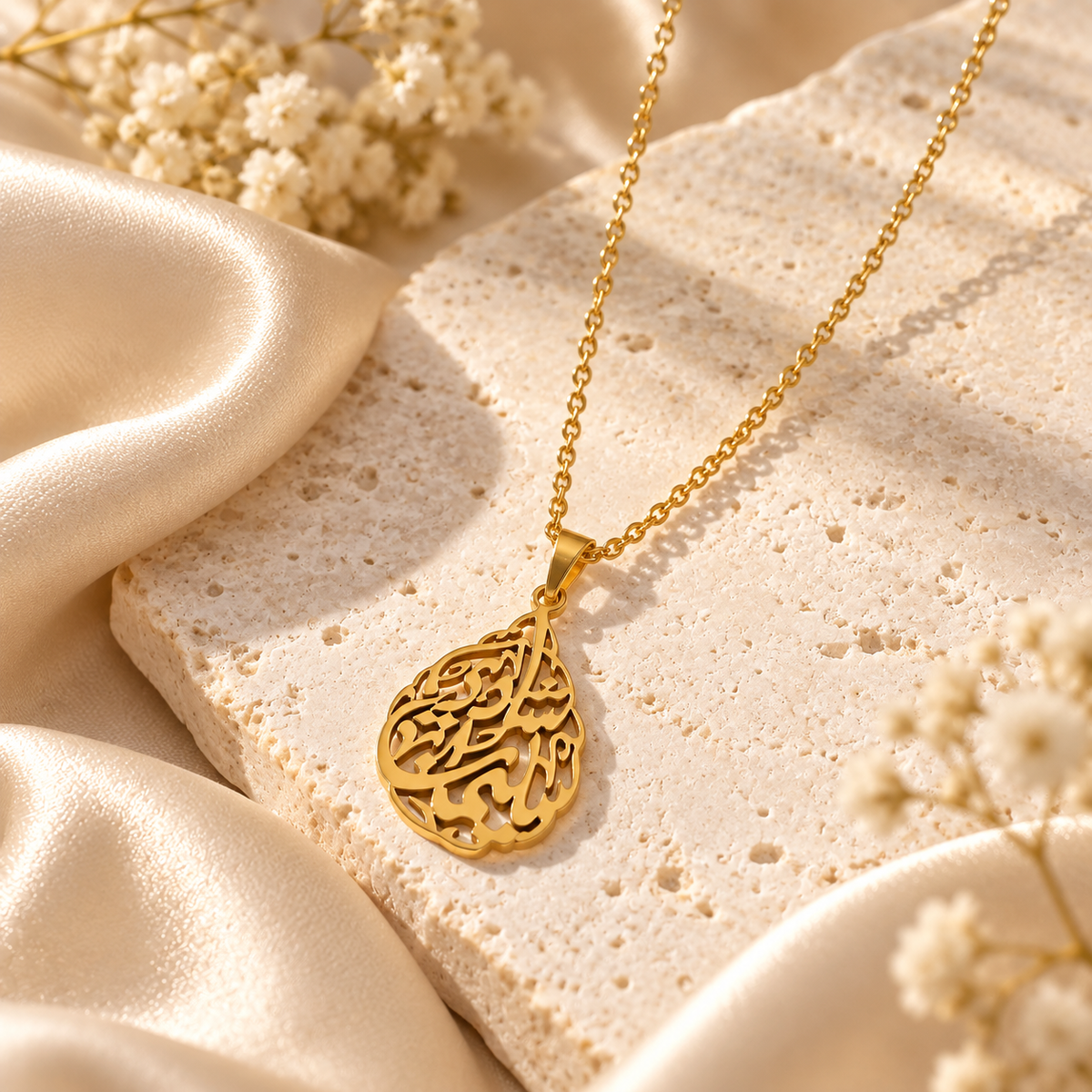 Calligraphy Teardrop Necklace