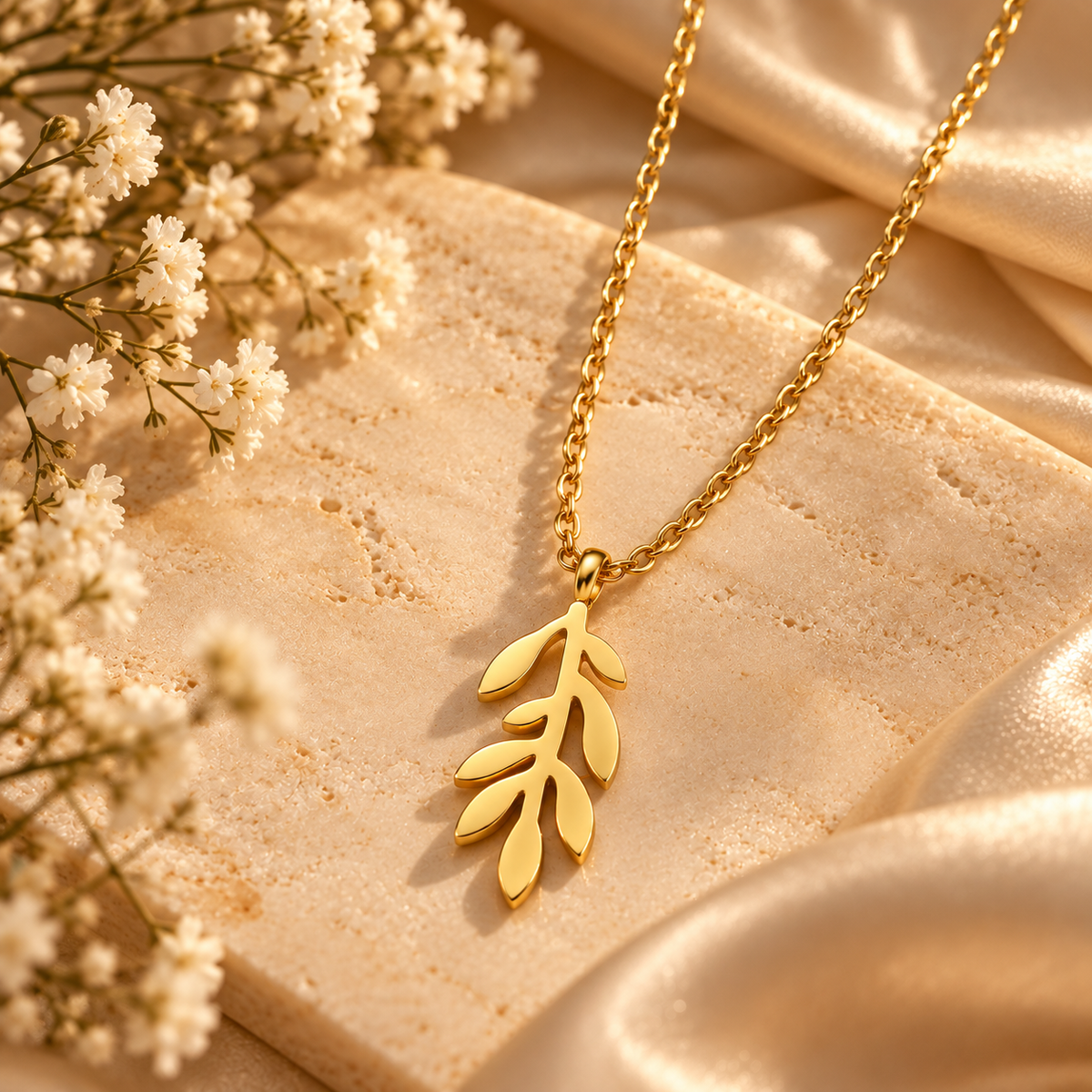 Olive Leaf Vine Necklace