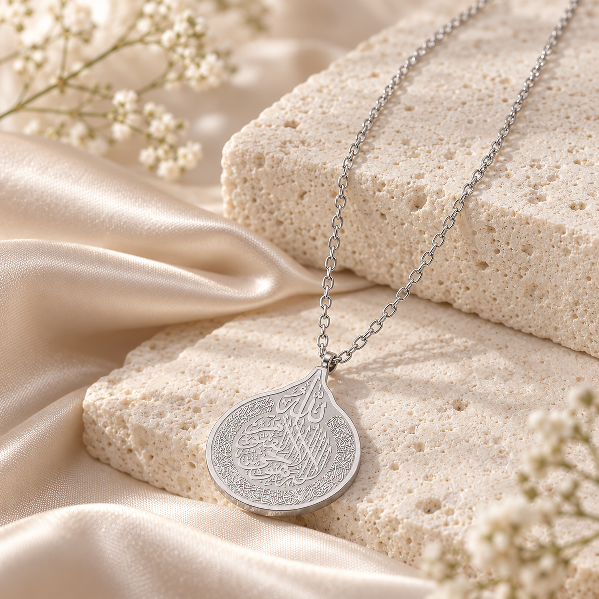 Ayatul Kursi Teardrop Medallion Necklace