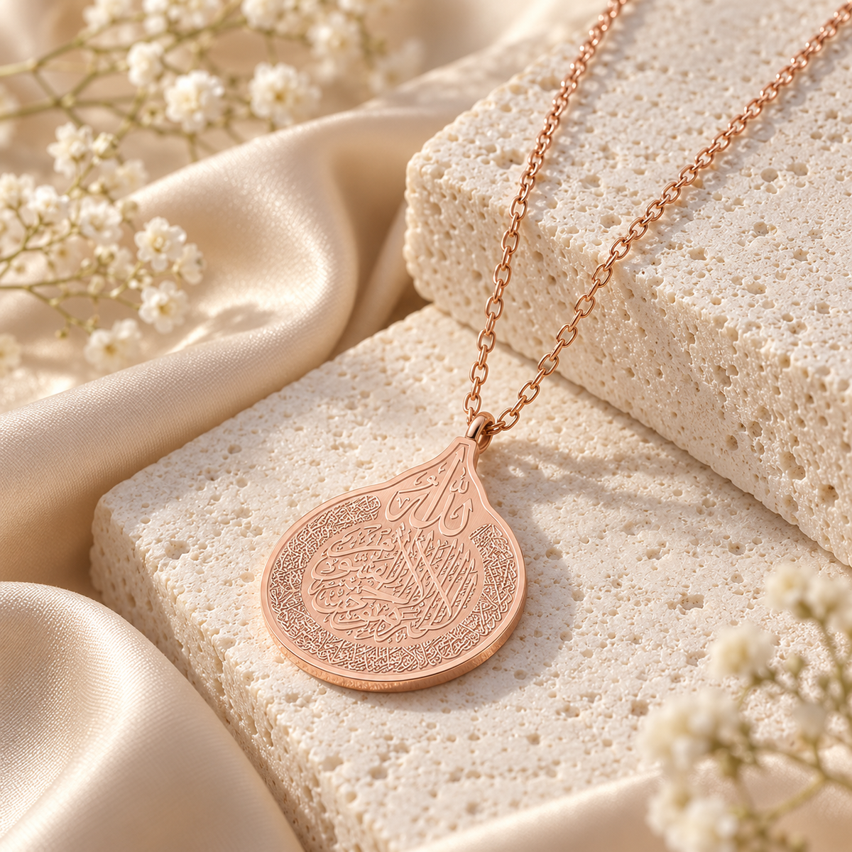 Ayatul Kursi Teardrop Medallion Necklace