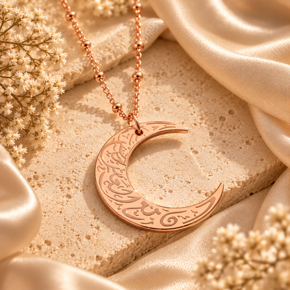 Verily With Every Hardship Comes Ease Moon Necklace
