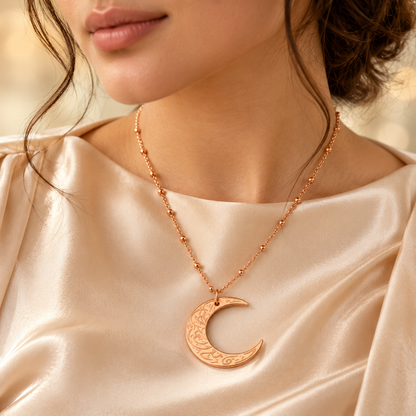 Verily With Every Hardship Comes Ease Moon Necklace