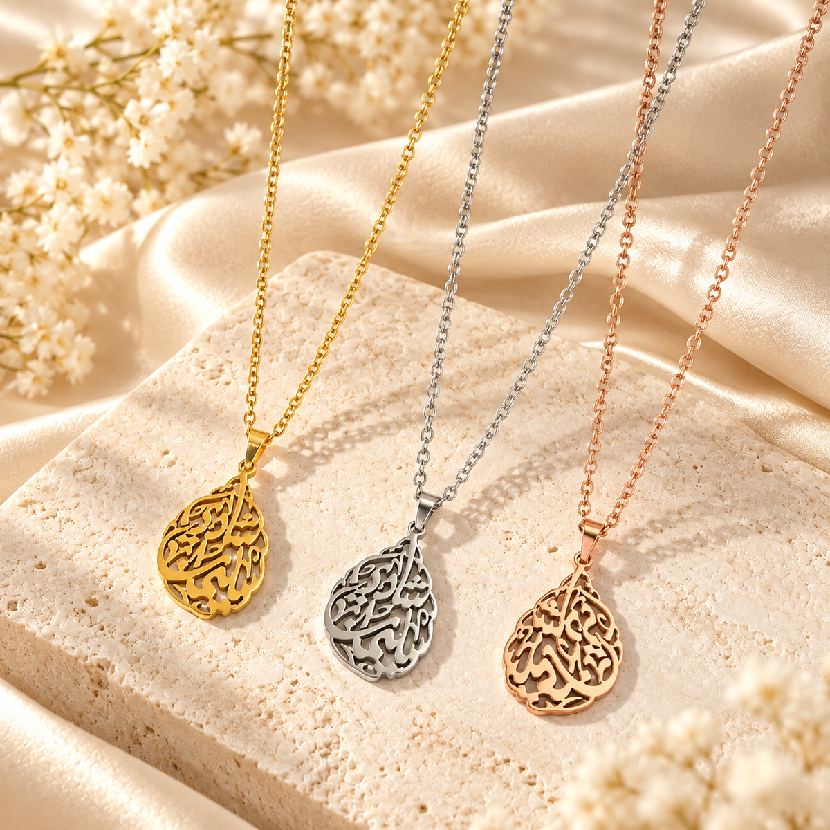 Calligraphy Teardrop Necklace