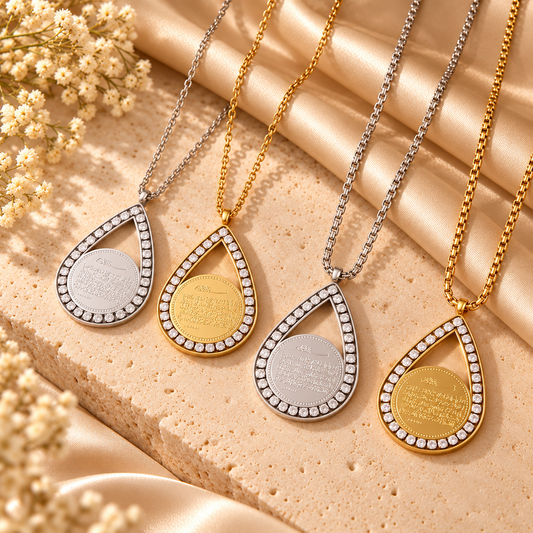 Ayatul Kursi Teardrop Crystal Necklace