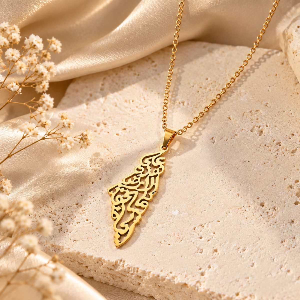 Palestine Calligraphy Necklace