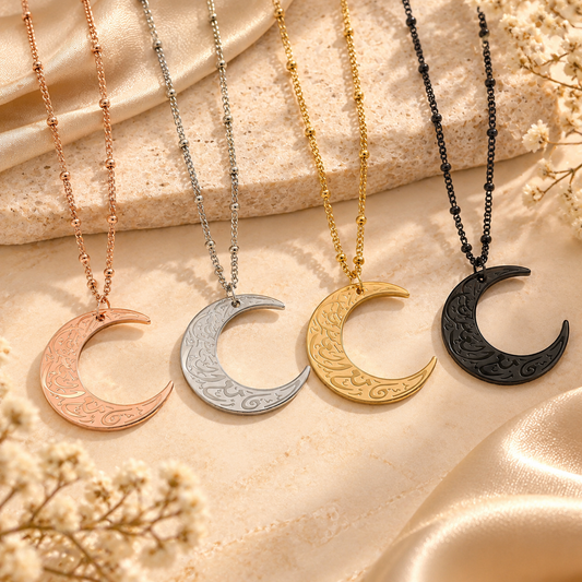 Verily With Every Hardship Comes Ease Moon Necklace