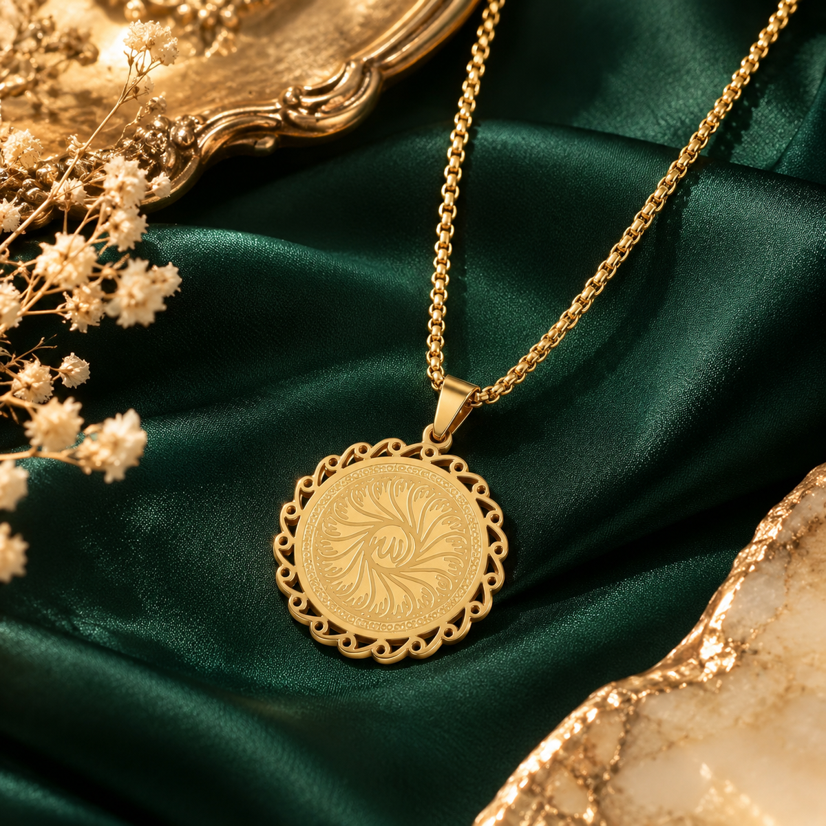 Allah Flower Medallion Necklace
